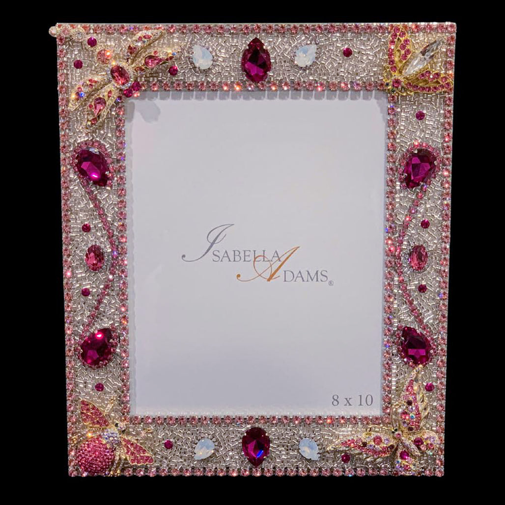 8 x 10 Rose Pink Crystallized Bug Garden Picture Frame Featuring Premium Crystal