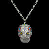 Clear Sugar Skull Necklace Featuring Premium Crystals