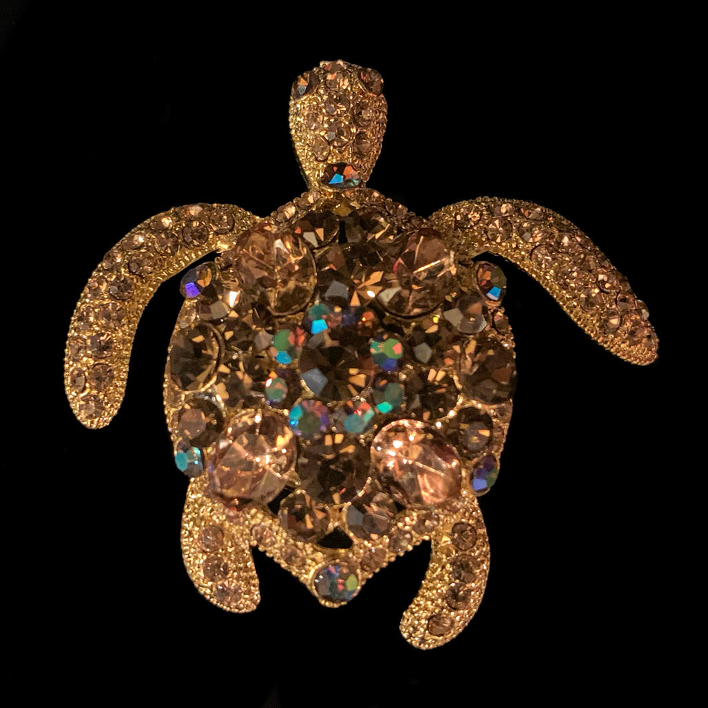 Small Topaz Premium Crystal Sea Turtle Paperweight