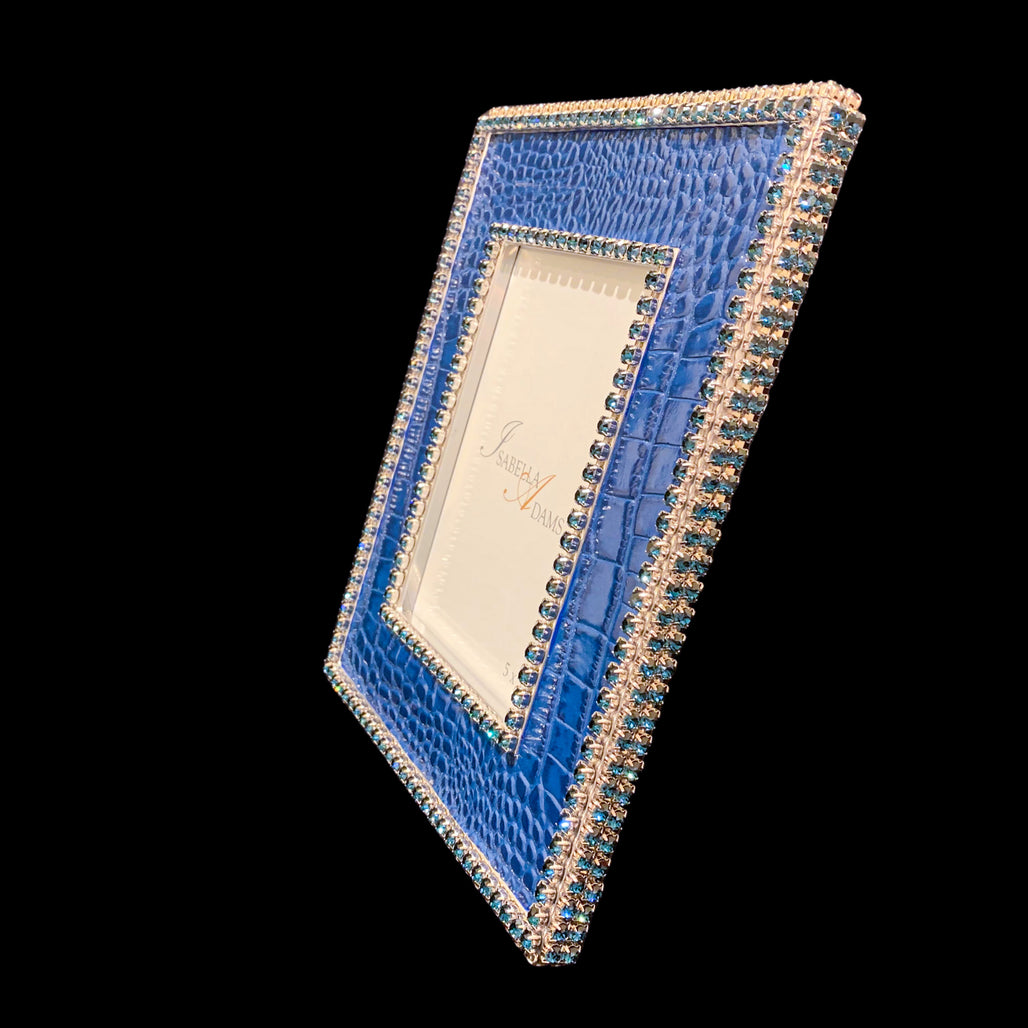 Blue Crocodile 5 x 7 Picture Frame Featuring Premium Crystals