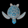 Crystallized Large Sea Turtle Sculpture Featuring Aquamarine Premium Crystal