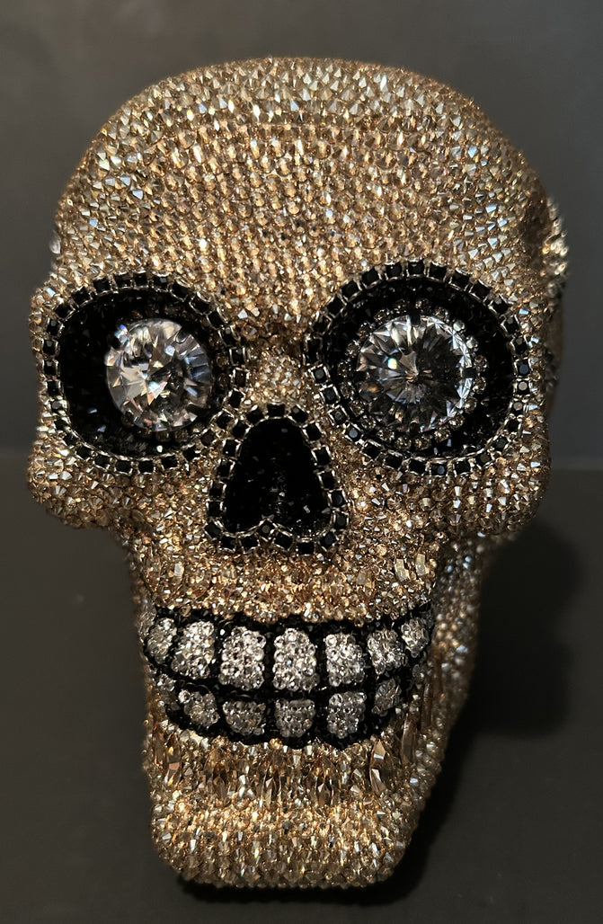 Gold Cracked Skull Embellished with Swarovski Crystals