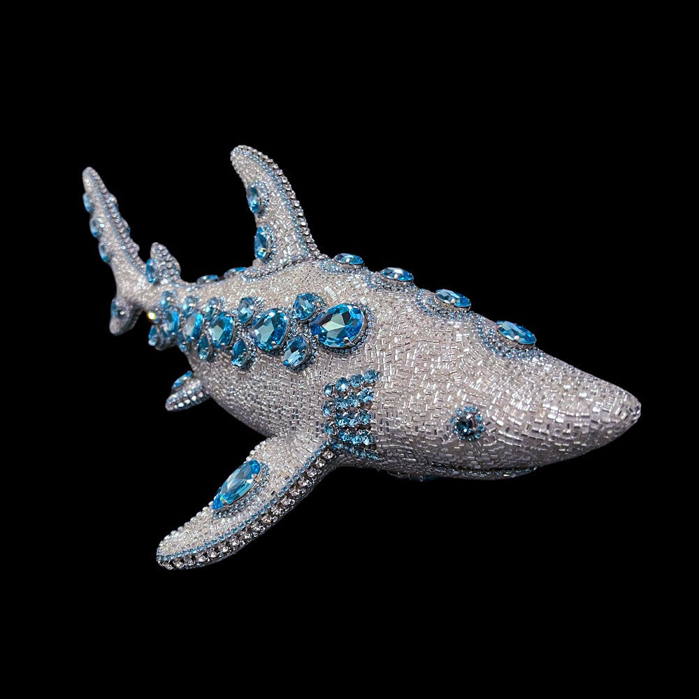 Crystallized Mako Shark  Sculpture Featuring Aquamarine Premium Crystal