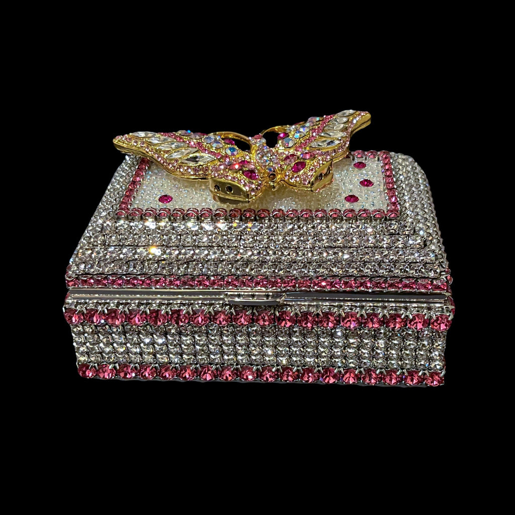 Rose Garden Butterfly Keepsake Box Featuring Premium Crystal