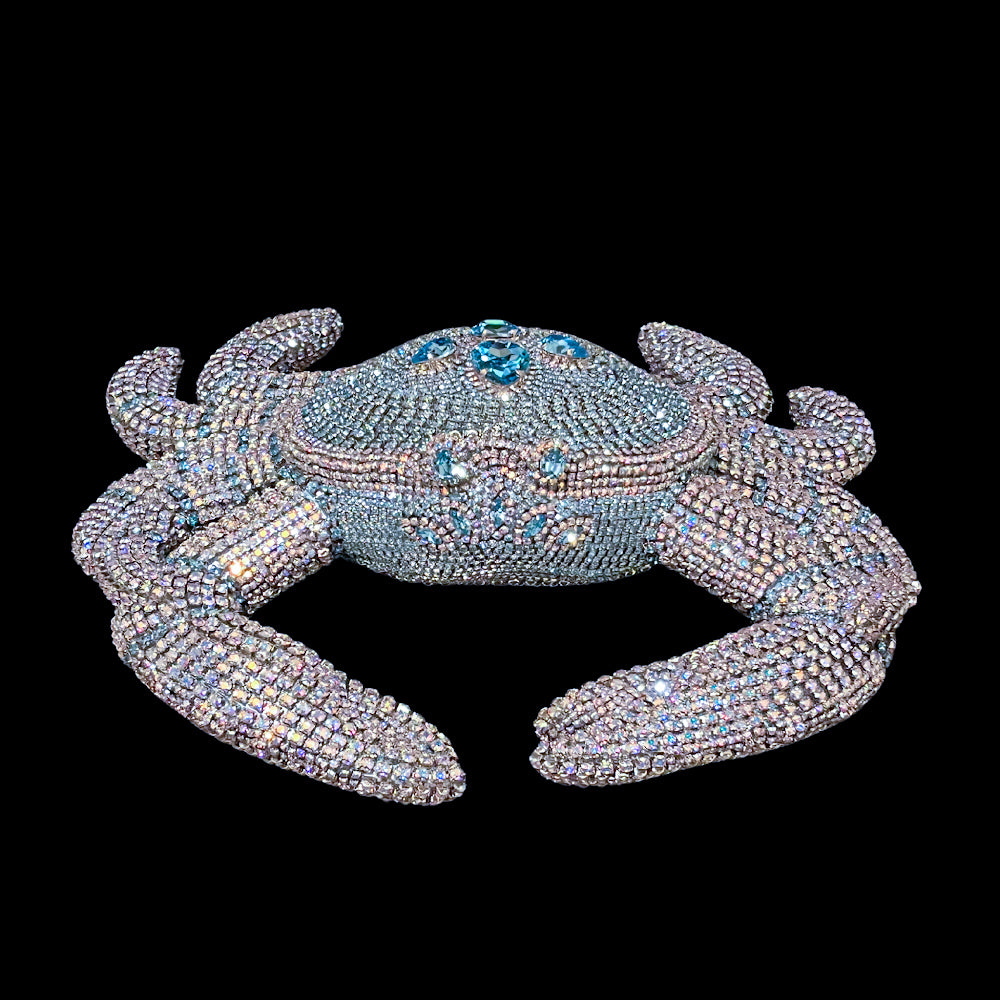 Charlie the Crab Sculpture Featuring Premium Aquamarine Crystal