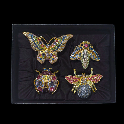 Spring Mix Bug Napkin Rings Featuring  Swarovski Crystals | Set of 4