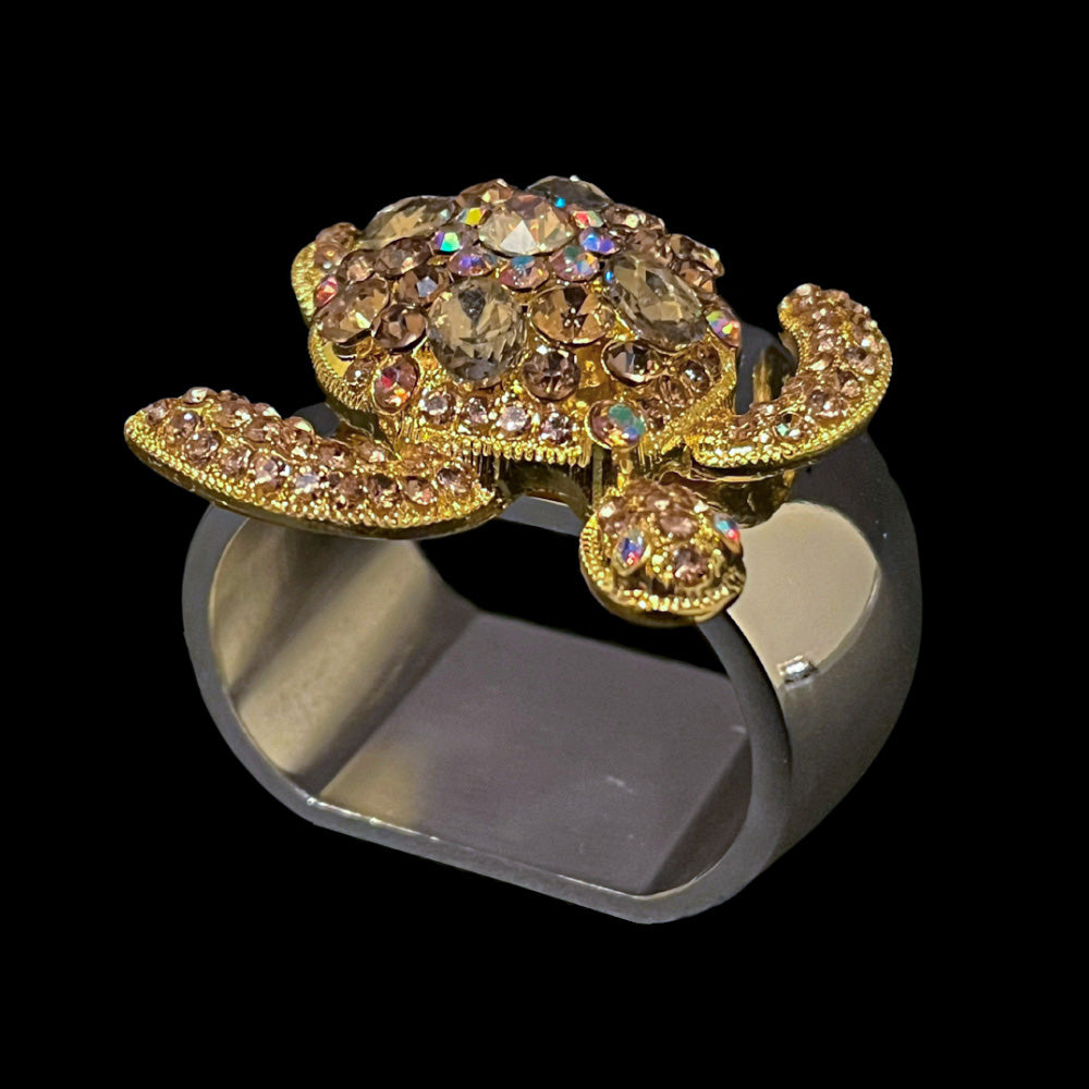 Sea Turtle Napkin Ring Featuring  Topaz Premium Crystal | Set of 4