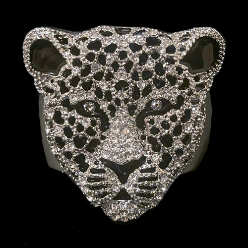 Silver Leopard Napkin Ring Featuring Premium Crystals | Set of 4
