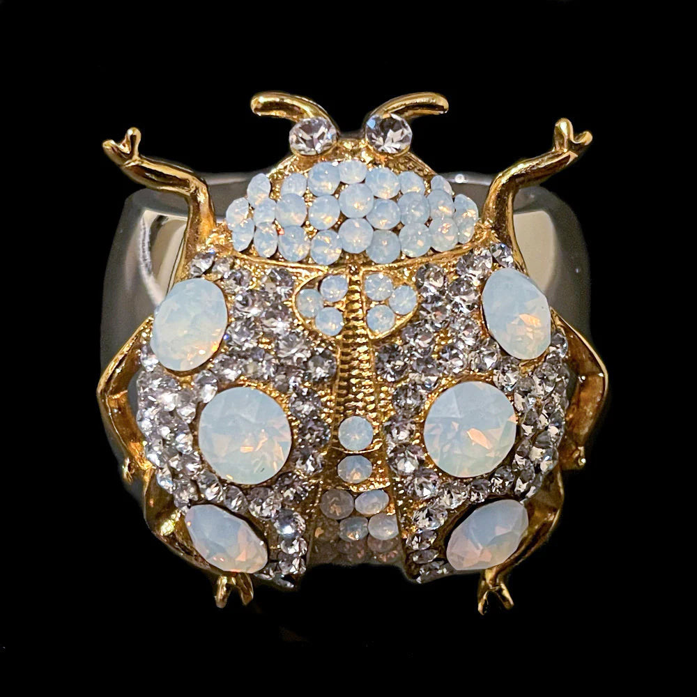 White Opal Mixed Bug Napkin Rings Featuring  Swarovski Crystals | Set of 4