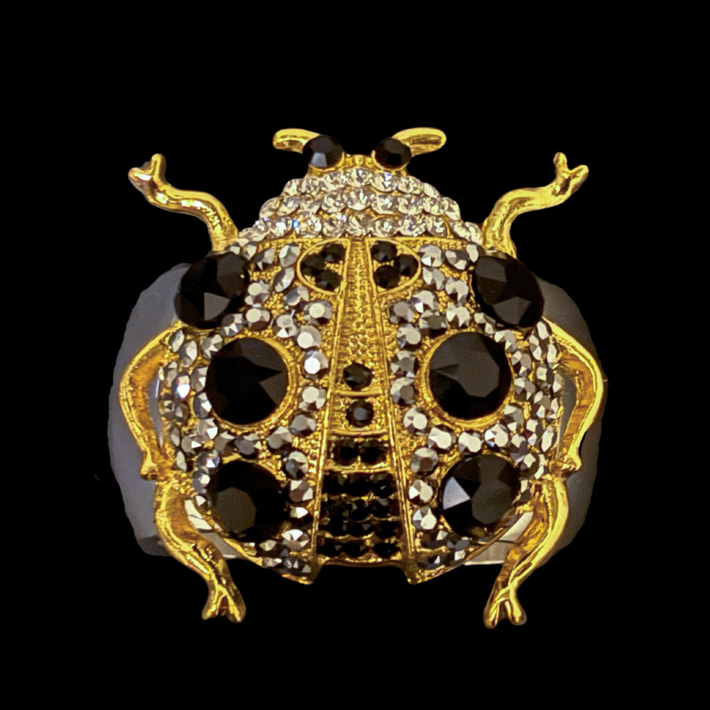 Crystallized Lady Bug Brooch Pin Featuring Premium Crystals