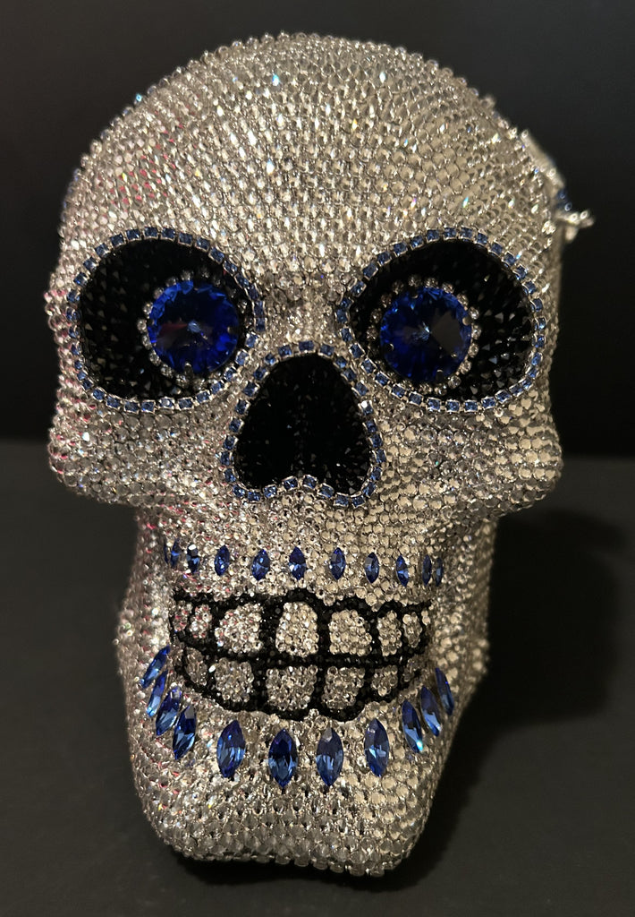Silver Cracked Skull Embellished with Swarovski Crystals