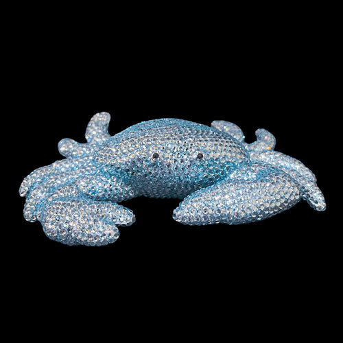 Charlie Jr. , Crab Sculpture Featuring Premium Aquamarine Crystal