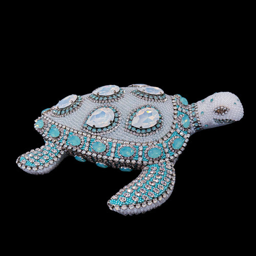 Crystallized Sea Turtle Sculpture Featuring Opal Crystal Mix