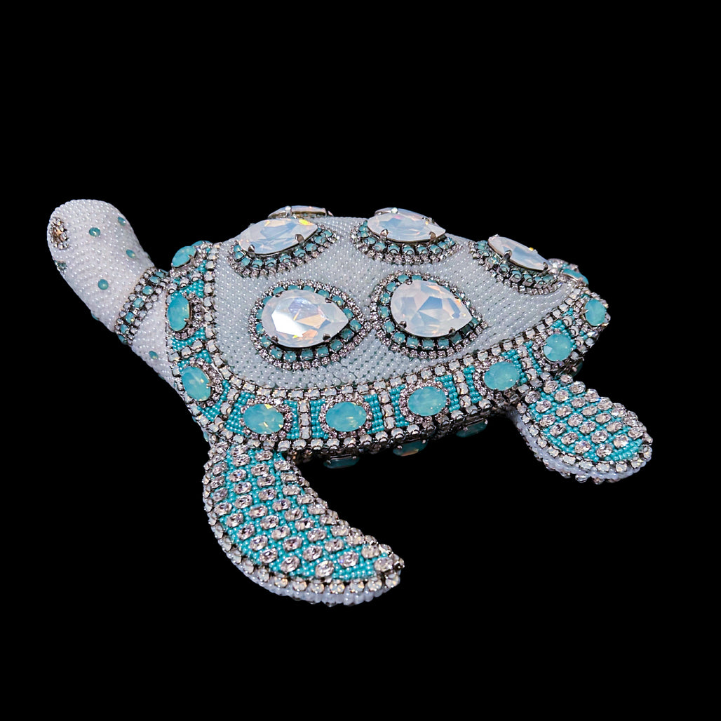 Crystallized Sea Turtle Sculpture Featuring Opal Crystal Mix