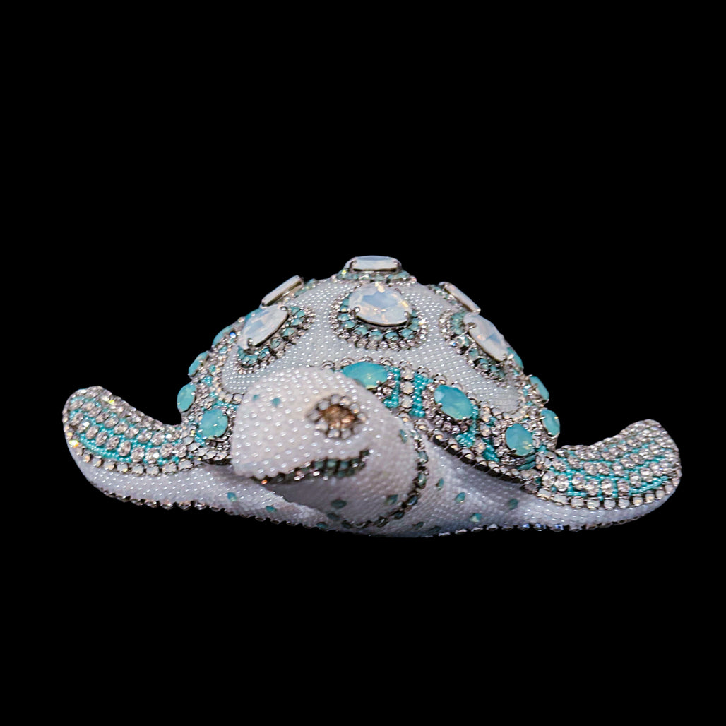 Crystallized Sea Turtle Sculpture Featuring Opal Crystal Mix
