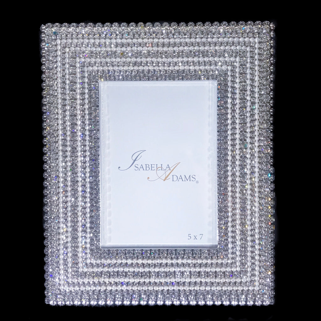 Pearl & Crystal 5 x 7 Picture Frame Featuring Premium Crystal