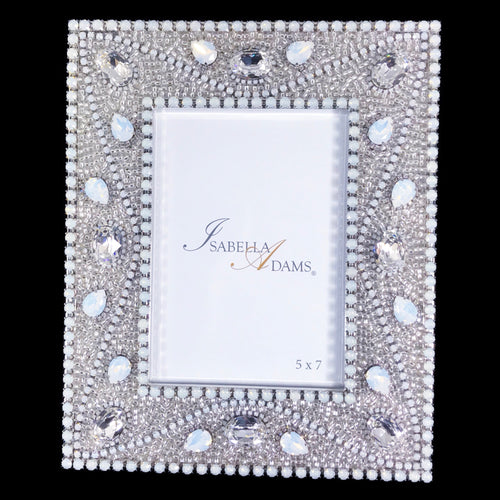 5 x 7 Silver Shade Crystallized Picture Frame Featuring White Opal Swarovski © Crystals
