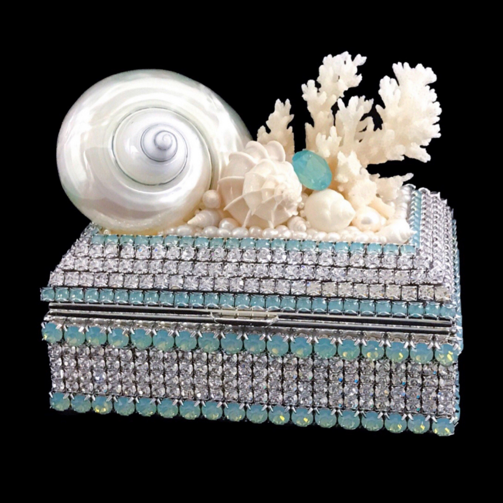 Pacific Opal Keepsake Box Featuring Natural Sea Shells & Premium Crystals
