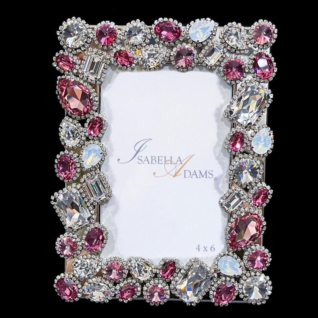 Rose Pink 4 x 6 Crystal Cluster Picture Frame Featuring Premium Crystal
