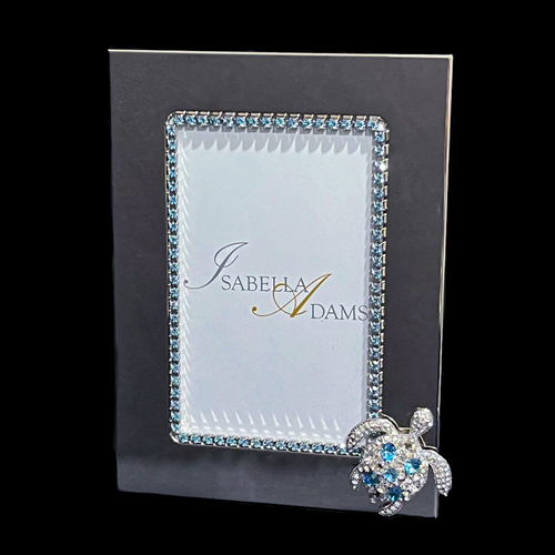 4 x 6 Aquamarine & Clear Turtle Picture Frame Featuring Premium Crystal