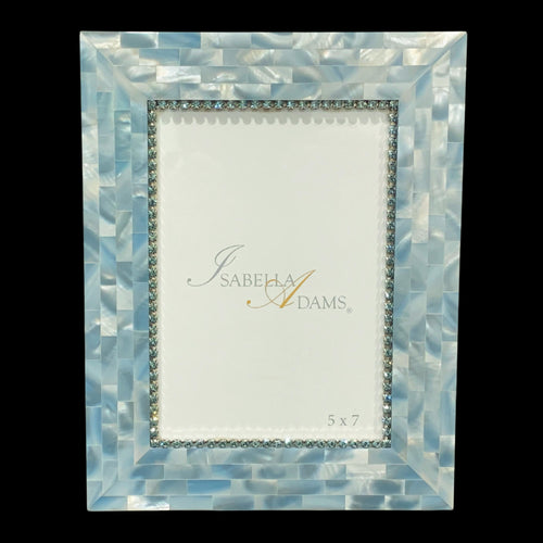 4 x 6 Aquamarine Mother of Pearl Picture Frame-  featuring Aquamarine Premium Crystals