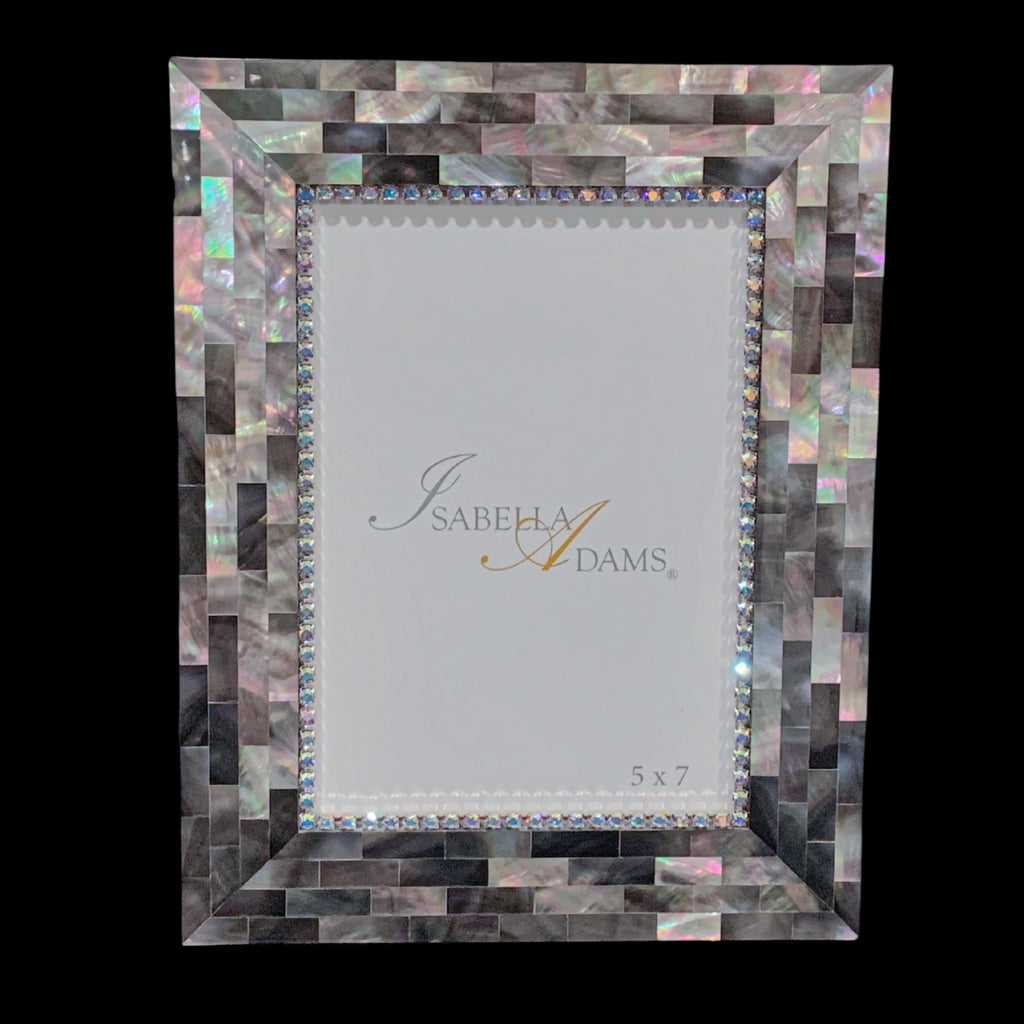 Black Onyx Mother of Pearl 5 x 7 Picture Frame Featuring Premium Crystals