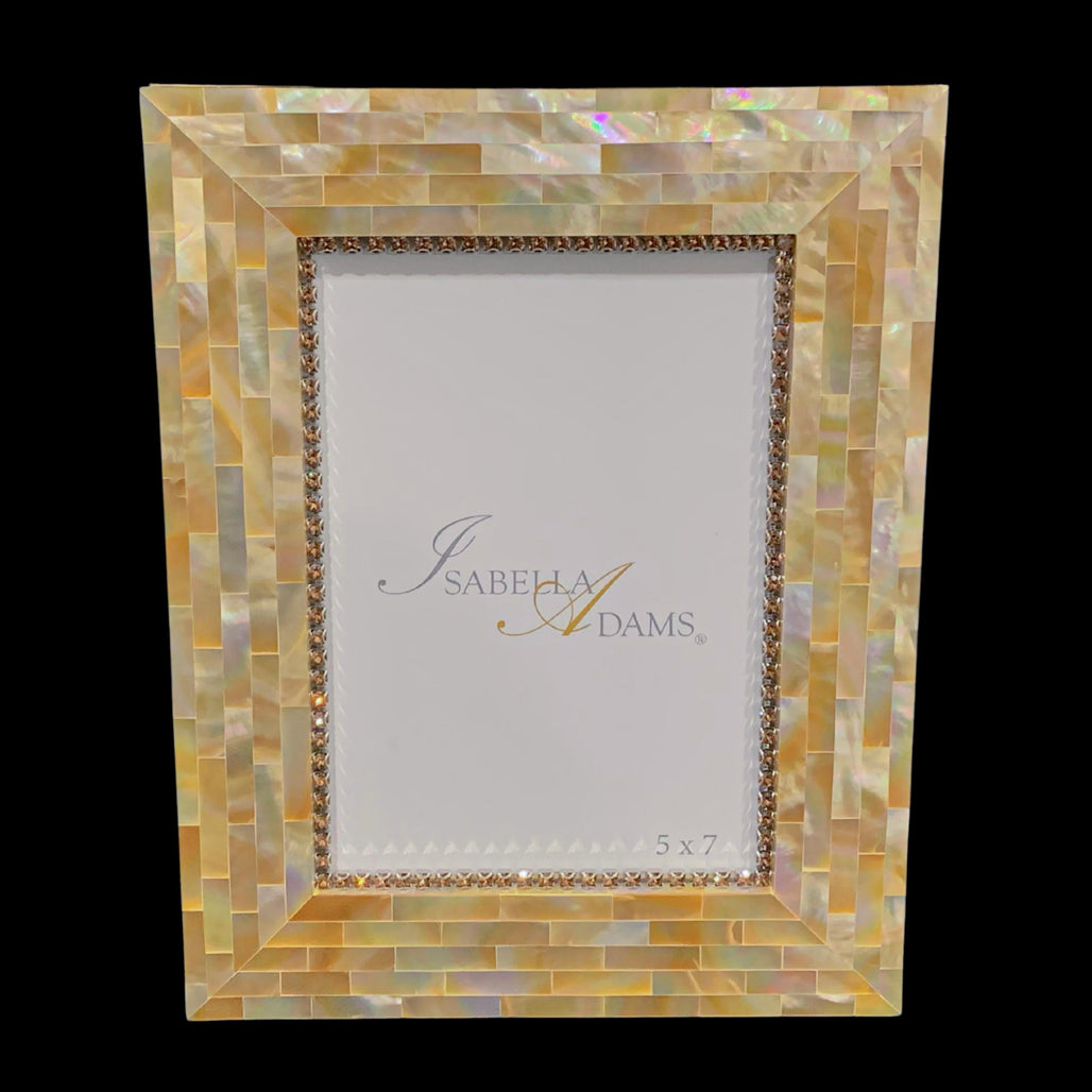 Golden Mother of Pearl 5 x 7 Picture Frame Featuring Premium Crystals