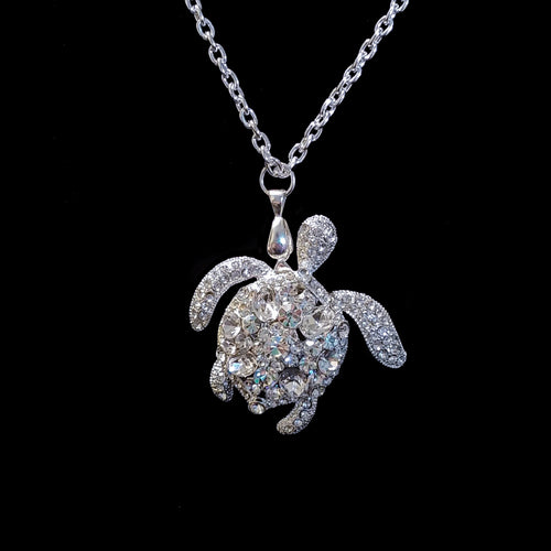 Clear Sea Turtle Necklace Featuring Swarovski © Crystals