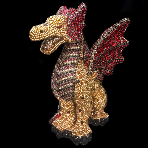 Dragon Statuette Featuring Siam, Jet, & Gold Swarovski © Crystals