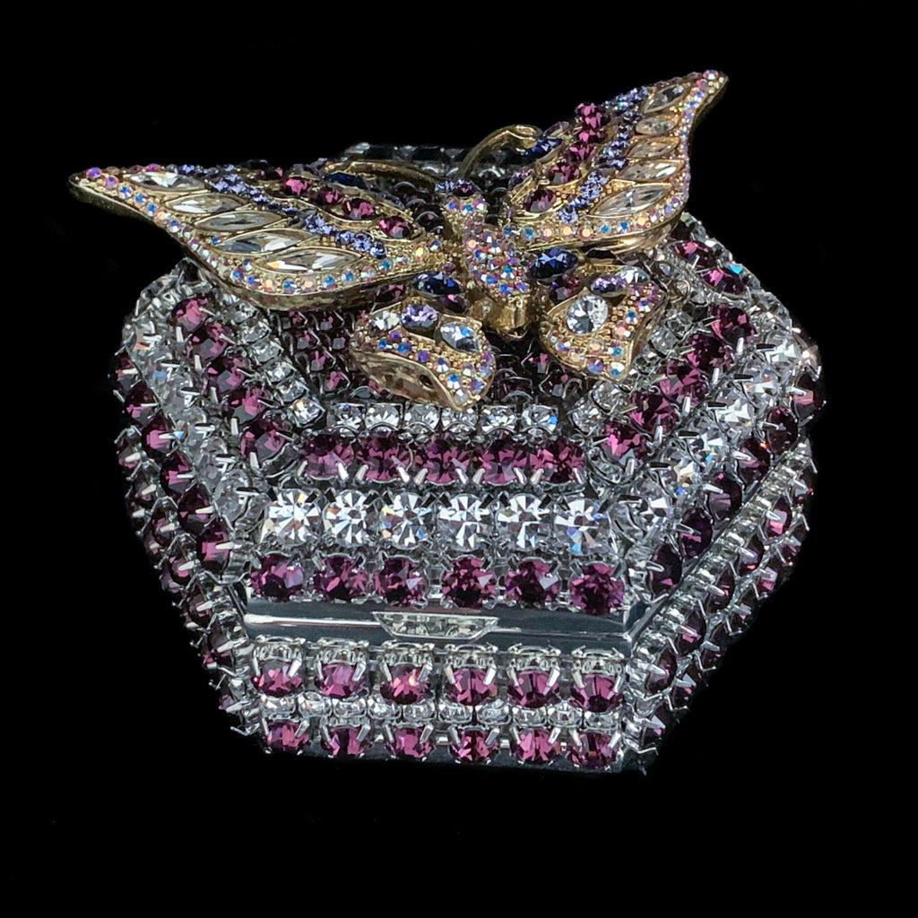 Amethyst Butterfly Hexagon Box Featuring Premium Crystals