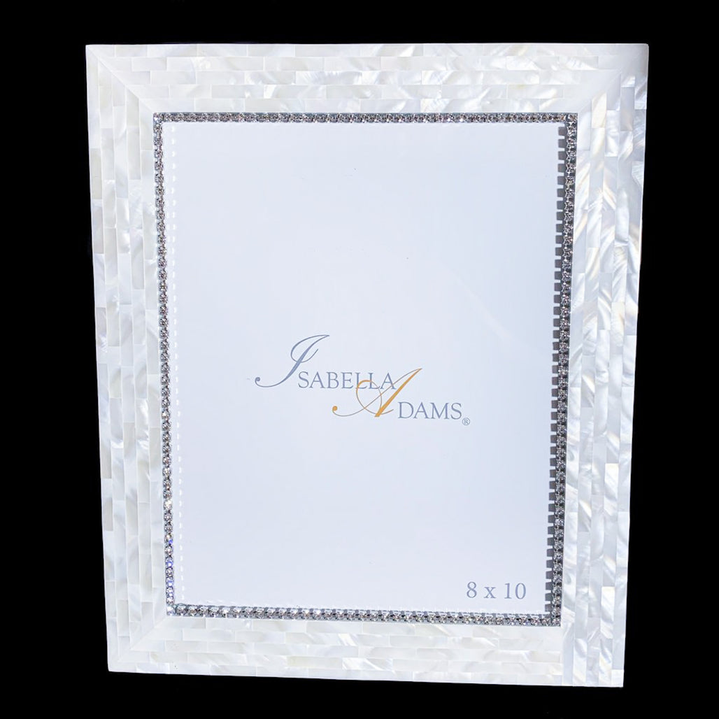 8 x 10 Classic Mother of Pearl Picture Frame Featuring Clear Premium Crystal