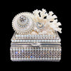 White Opal Shell Cluster Ring Box Featuring Premium Crystal