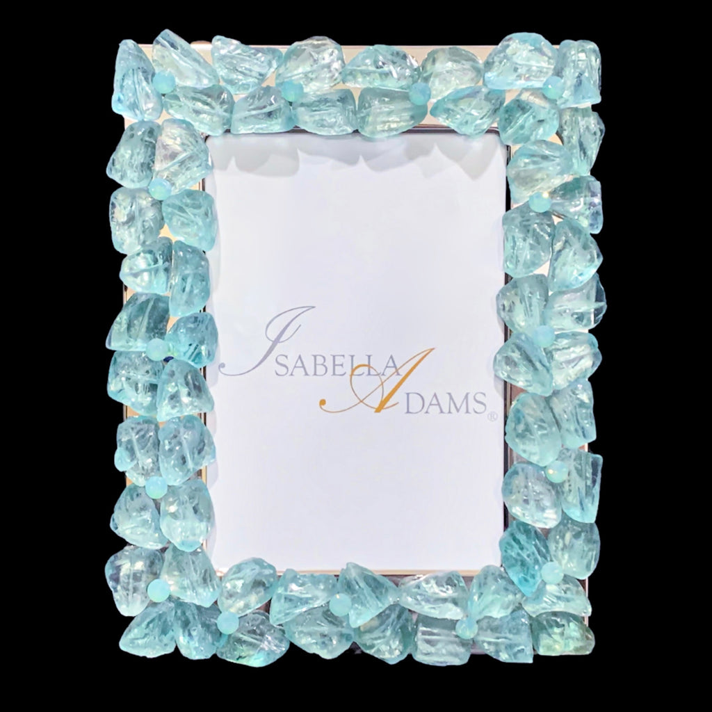 Turquoise Sea Glass 5 x 7 Picture Frame Featuring Pacific Opal Premium Crystal