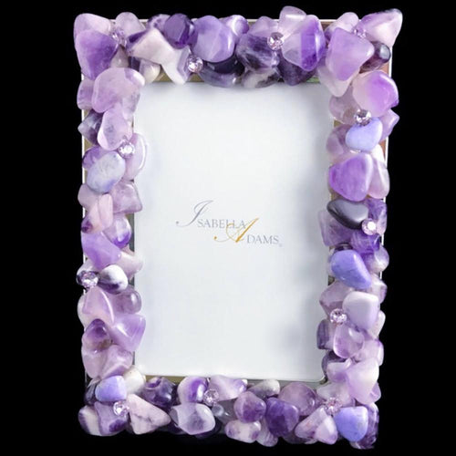 Amethyst &  Violet Gemstone 4 x 6 Picture Frame Featuring Premium Crystal