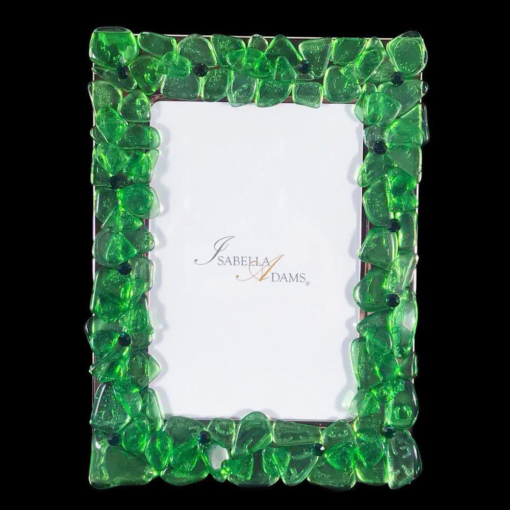 Emerald Sea Glass 4 x 6 Picture Frame Featuring Premium Crystal