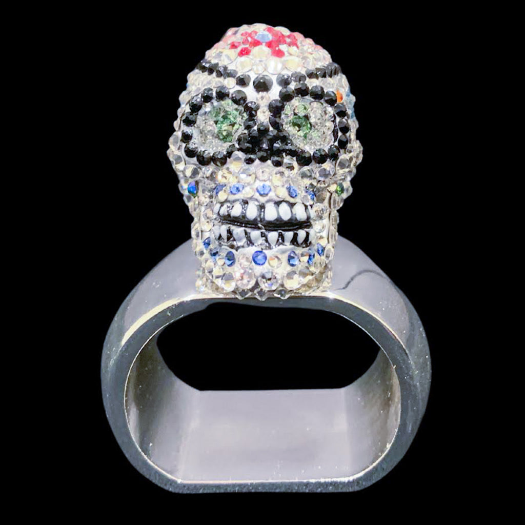Clear Sugar Skull Napkin Ring Featuring Premium Crystal | Set of 4
