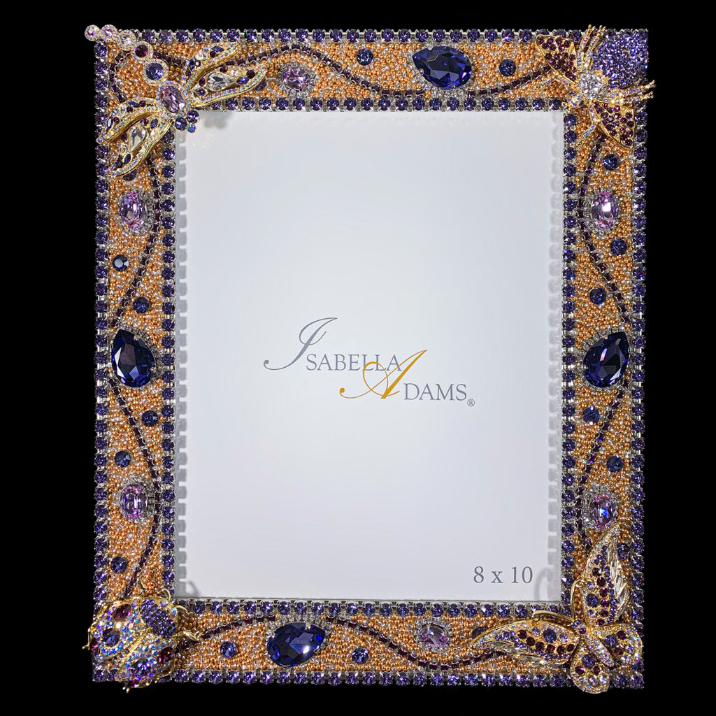 Tanzanite Gold 8 x 10 Crystallized Bug Garden Picture Frame Featuring Premium Crystal
