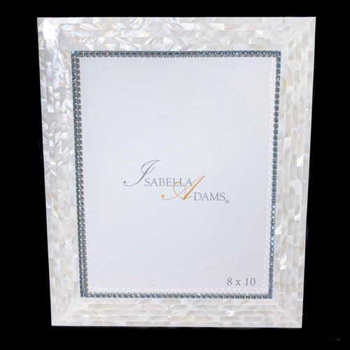 8 x 10 Mother of Pearl Aquamarine Picture Frame Featuring Premium Crystal