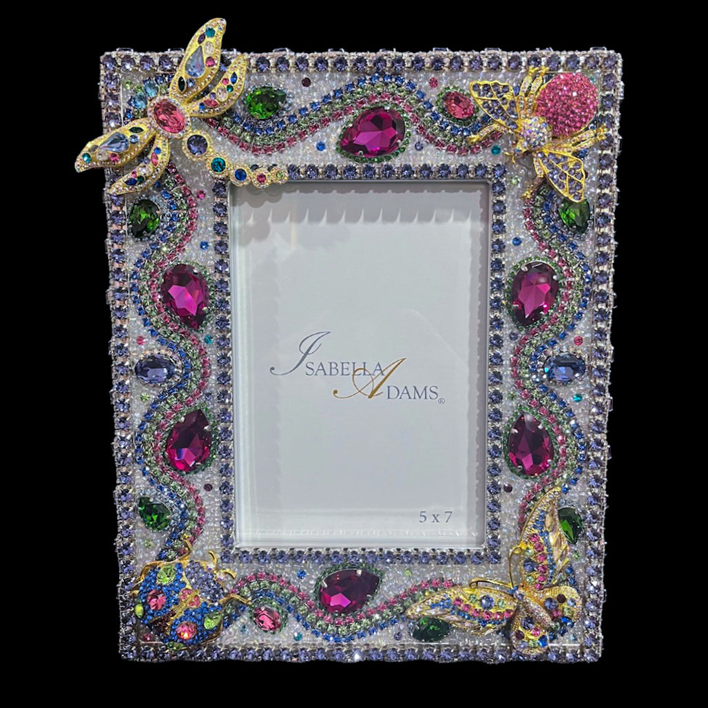 Rainbow Bug Garden 5 x 7 Crystallized Bug Picture Frame Featuring Premium Crystal