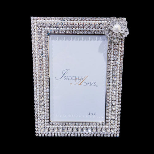 4 x 6 Pearl & Crystal Picture Frame Featuring Premium Crystal
