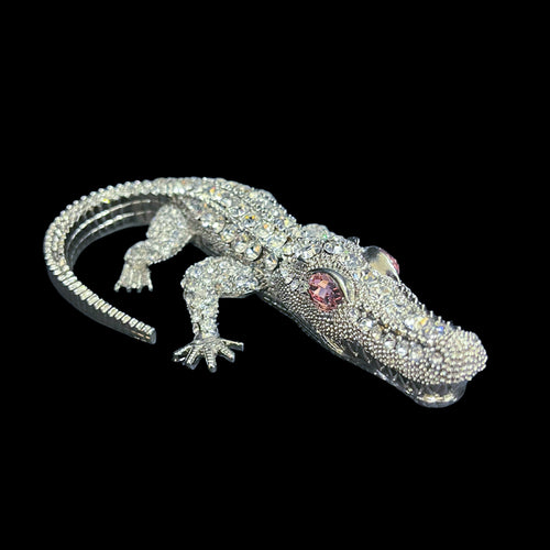 Bull  Gator Paperweight Collectible Featuring Premium Crystals | Pink Eyes