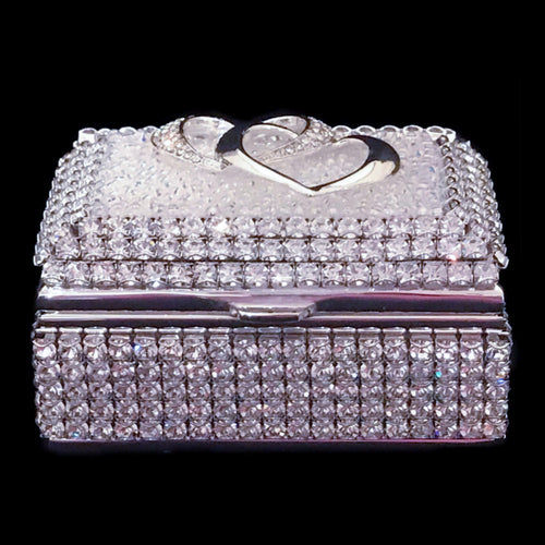 Locking Hearts Ring Box Featuring Clear Premium Crystal