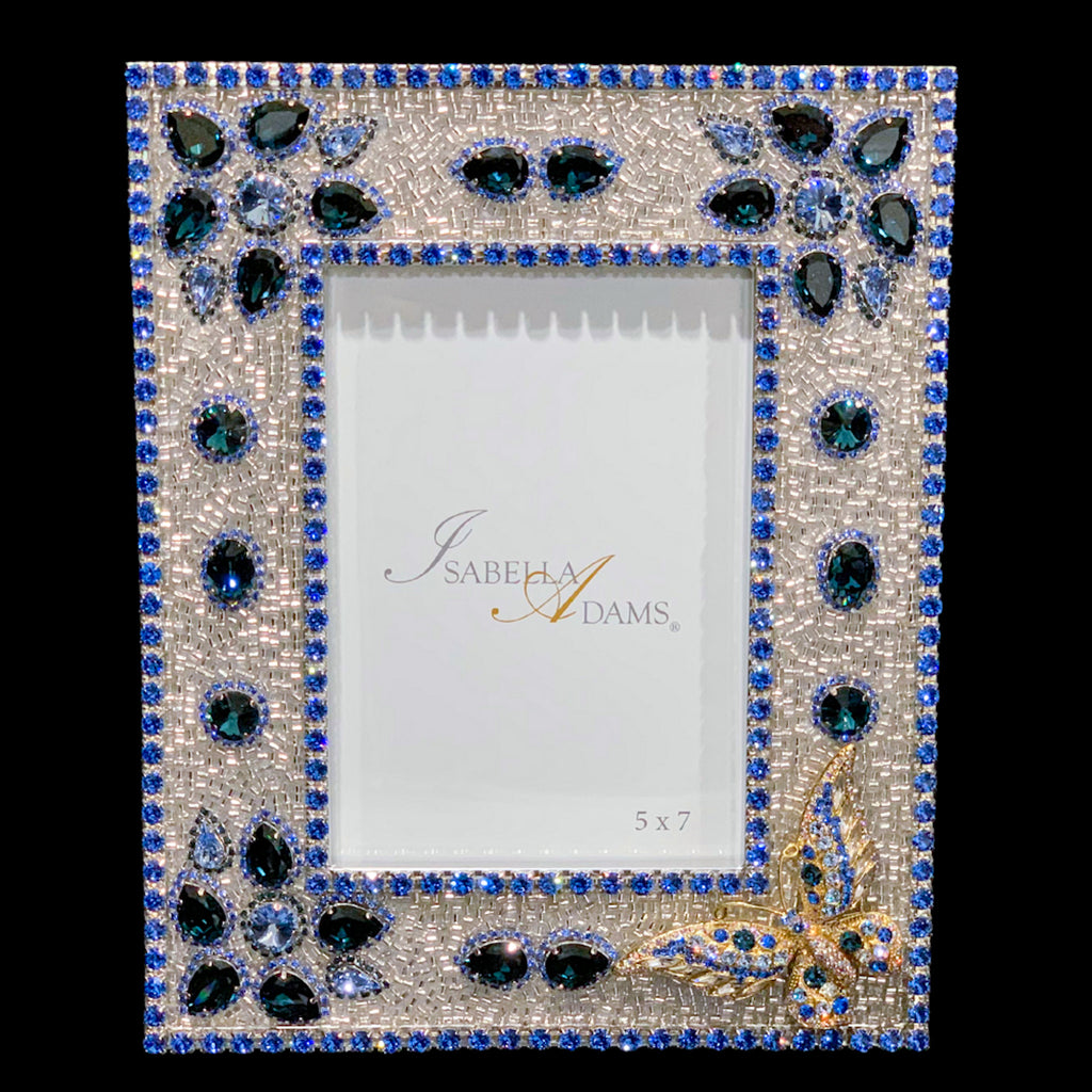 Butterfly 5 x 7 Montana Blue & Sapphire Crystallized Picture Frame Featuring Premium Crystal