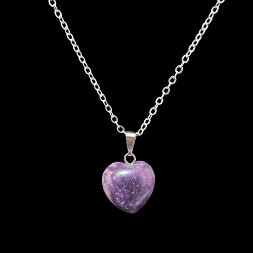 Small Amethyst Crystal Heart Necklace