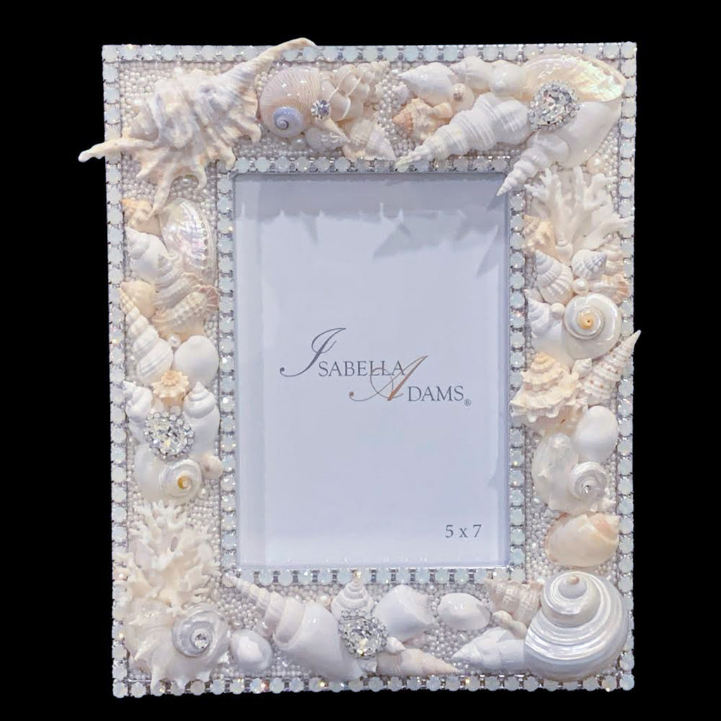 Sea Life White Opal 5 x 7 Picture Frame Featuring Premium Crystal