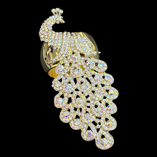 Peacock Napkin Ring Featuring Premium Crystals | Set of 2