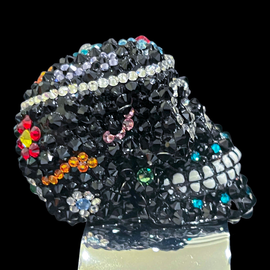 Black Sugar Skull Napkin Ring Featuring Premium Crystal | Set of 4