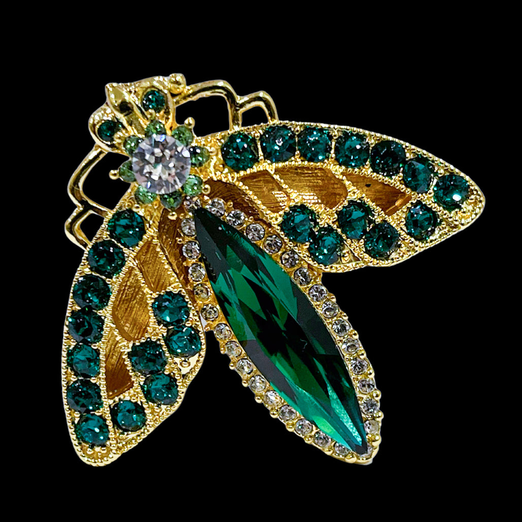 Crystallized Firefly Brooch Pin Featuring Premium Crystals
