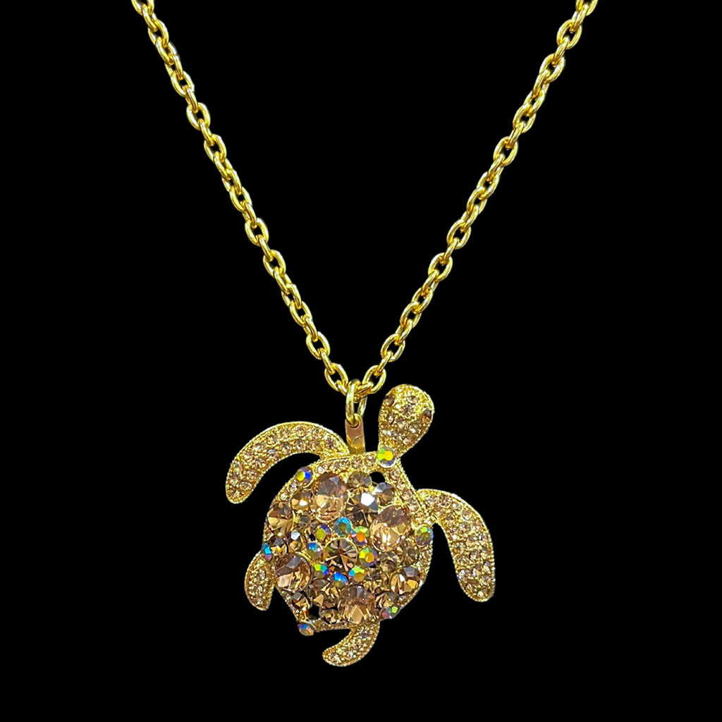 Topaz Sea Turtle Necklace Featuring Premium Crystal