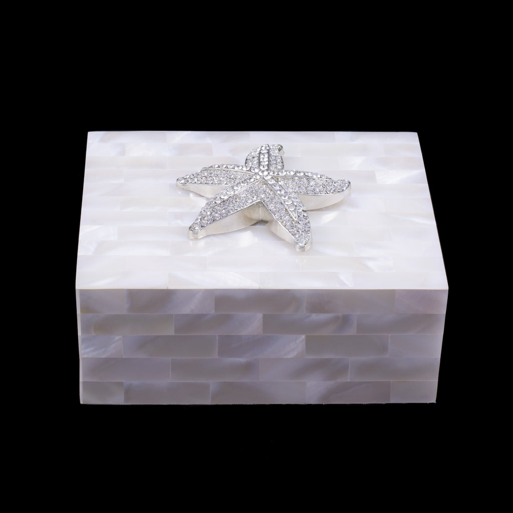 Mother of Pearl Starfish Keepsake Box Featuring Premium Crystal